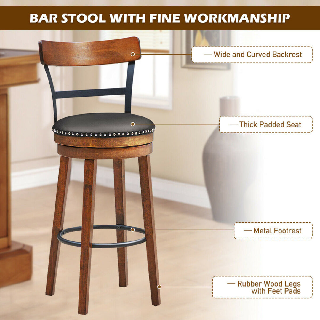 Set of 2 BarStool 30.5 Swivel Pub Height Dining Chair with Rubber Wood Legs Image 10