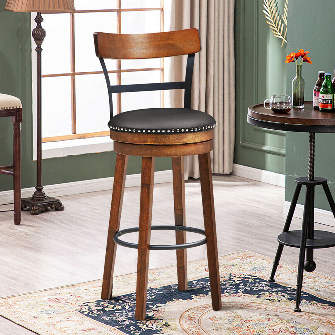 Set of 4 BarStool 30.5 Swivel Pub Height Dining Chair with Rubber Wood Legs Image 4