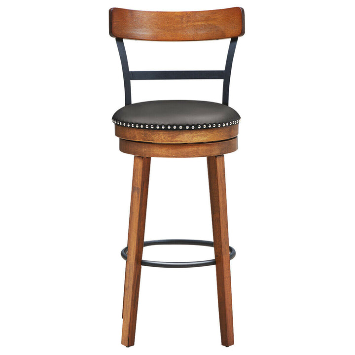 30.5 BarStool Swivel Pub Height kitchen Dining Bar Chair with Rubber Wood Legs Image 4