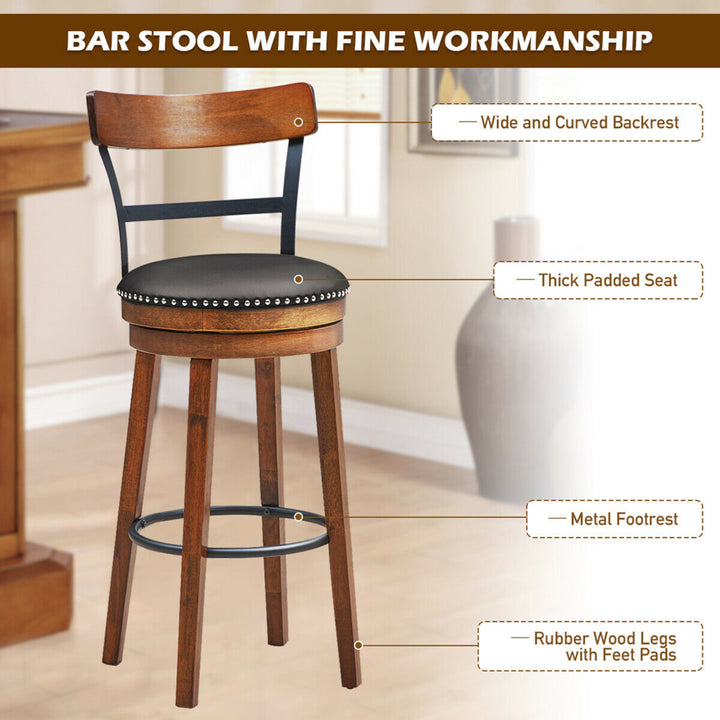 30.5 BarStool Swivel Pub Height kitchen Dining Bar Chair with Rubber Wood Legs Image 9