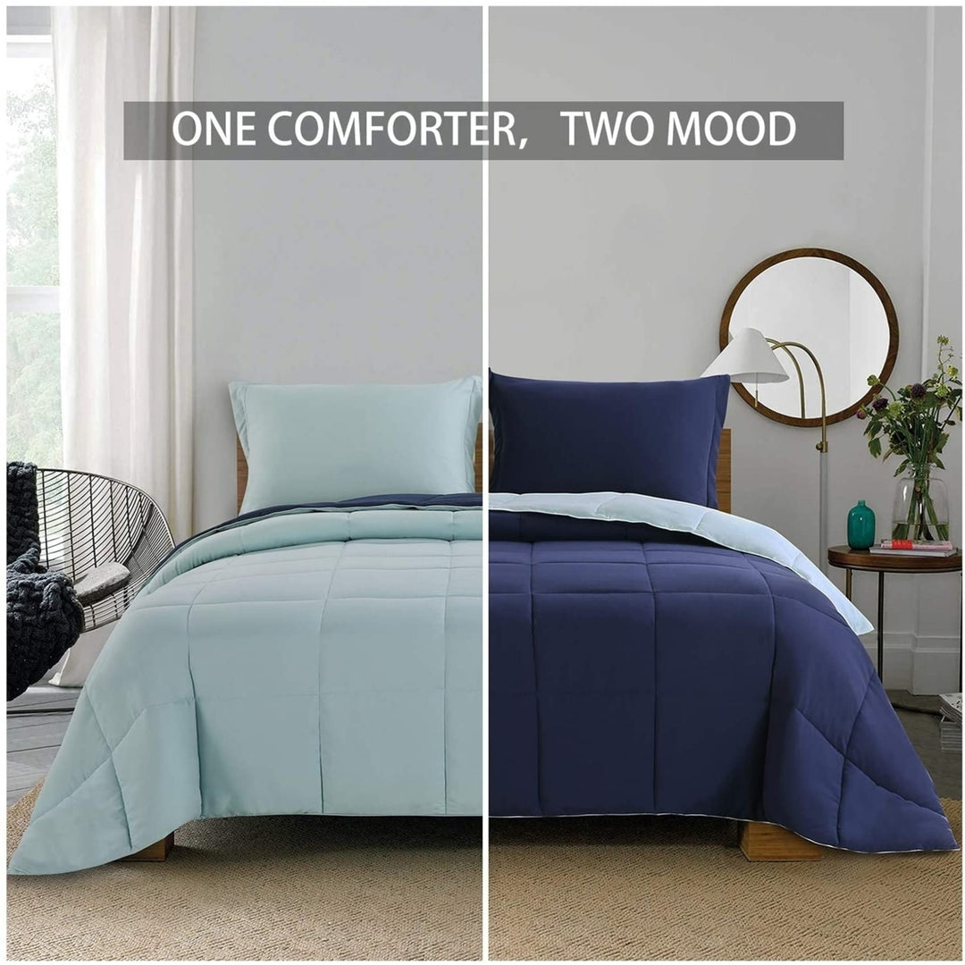 Homelike Moment Lightweight Comforter Set - King Navy Blue All Season Down Alternative Comforter Set Summer Duvet Insert Image 1