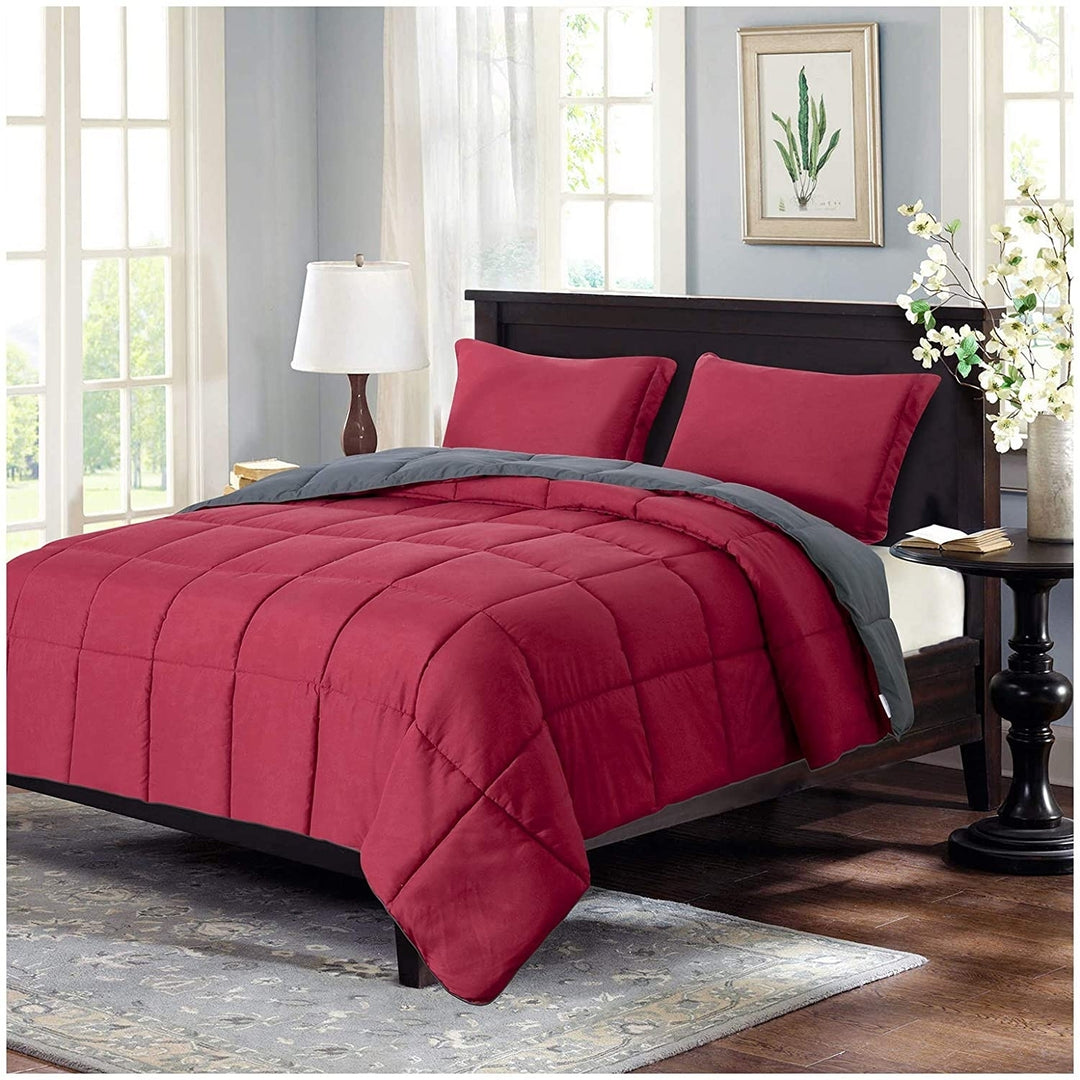 Homelike Moment Lightweight Comforter Set King Burgundy Red All Season Down Alternative Comforter Set Summer Duvet Image 1