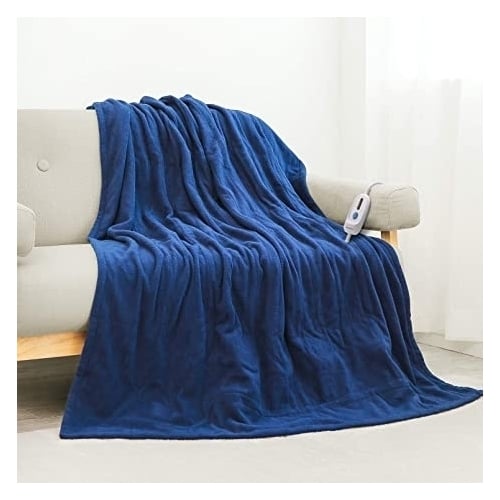 Electric Blanket Heated Throw 50" x 60" Lightweight Cozy Soft Fleece, 4 Temperature Setting Machine Washable Image 1