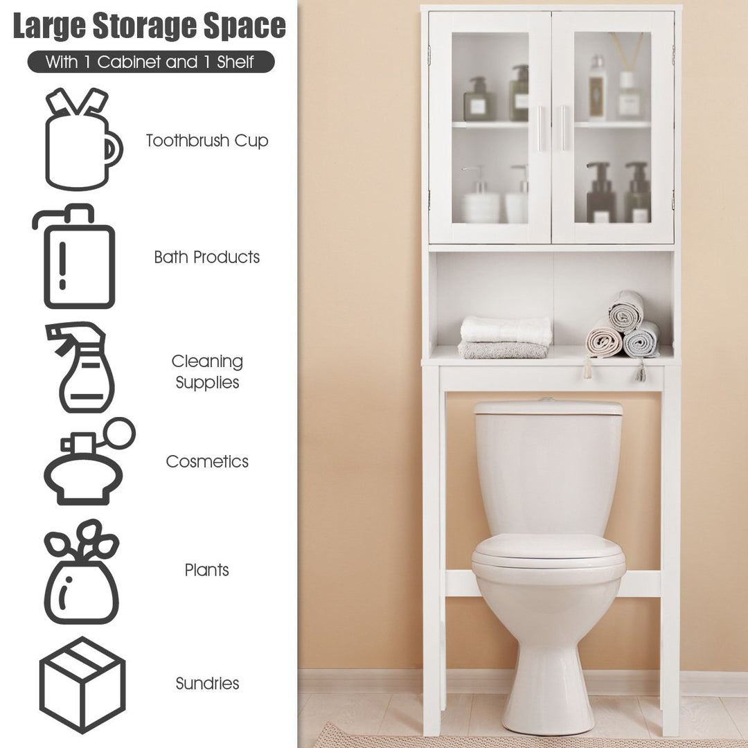 Wooden Over The Toilet Storage Cabinet Spacesaver Organizer Bathroom Tower Rack Image 6