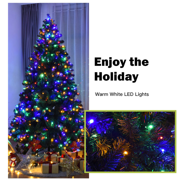 7.5Ft Pre-Lit Christmas Tree Hinged 550 Multicolor Lights Image 6