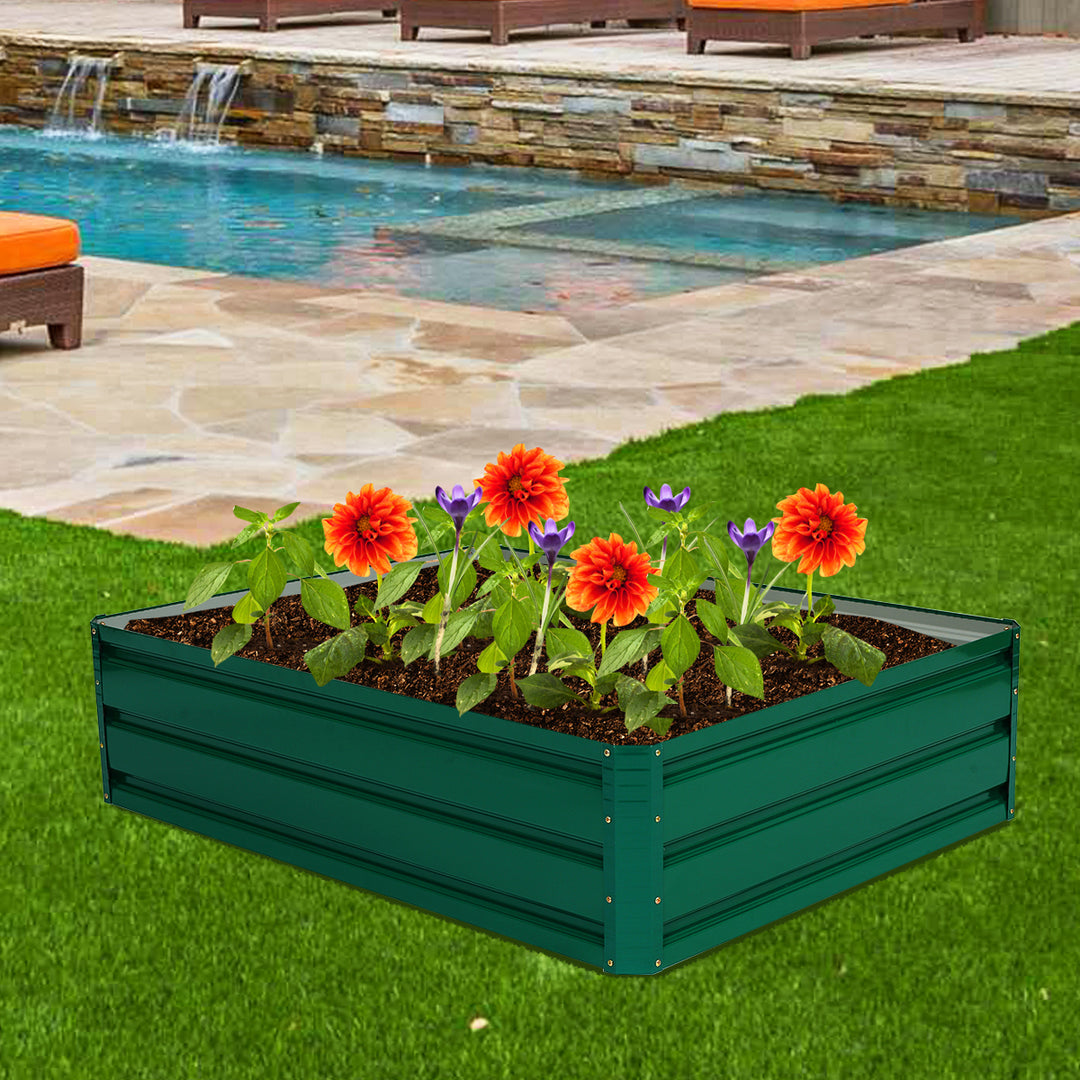 47"x35.5" Patio Raised Garden Bed Vegetable Flower Plant Dark Green Image 6