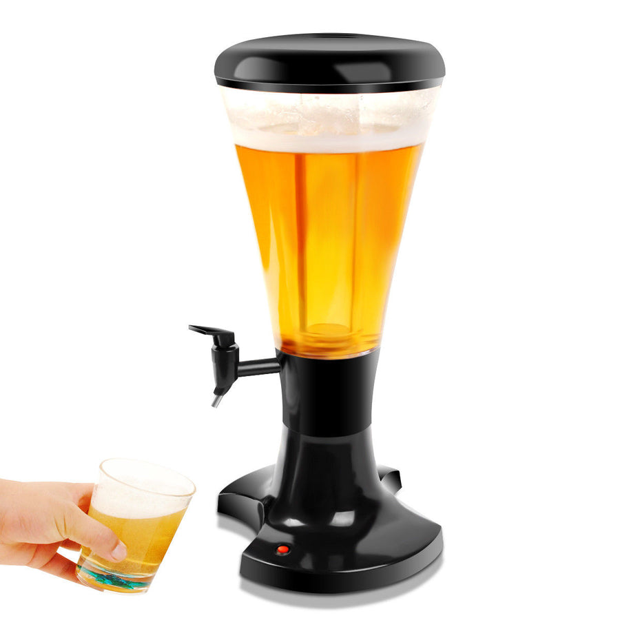 3L Cold Draft Beer juice Tower Dispenser Plastic with LED Lights Image 1