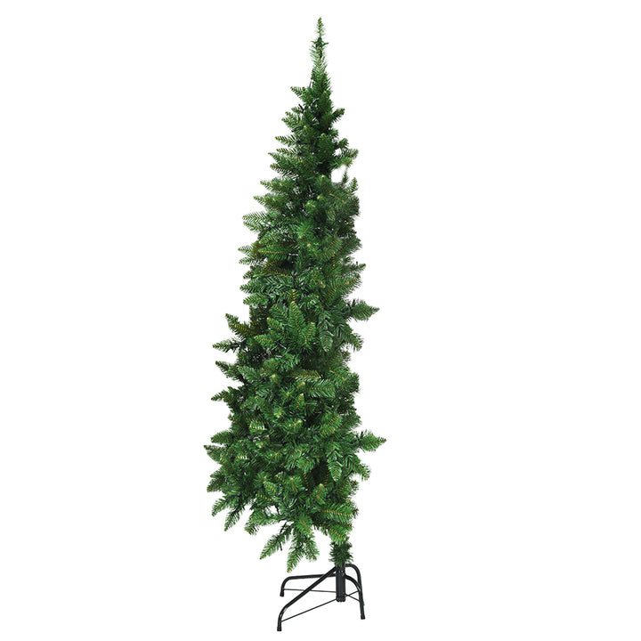 5ft Pre-lit PVC Artificial Half Christmas Tree 250 LED Lights Image 1