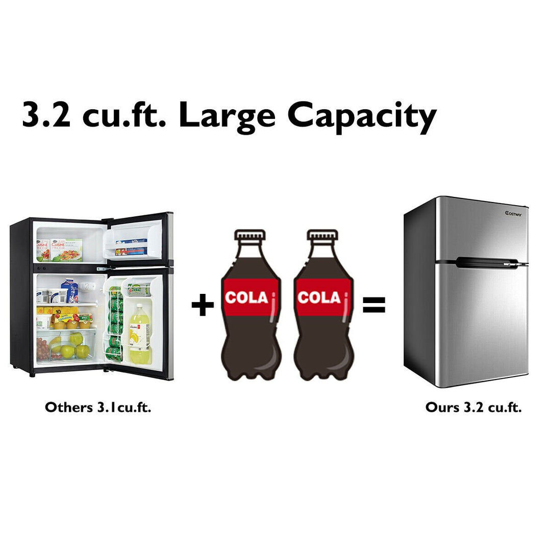 Refrigerator Small Freezer Cooler Fridge Compact 3.2 cu ft. Unit, Grey Image 10