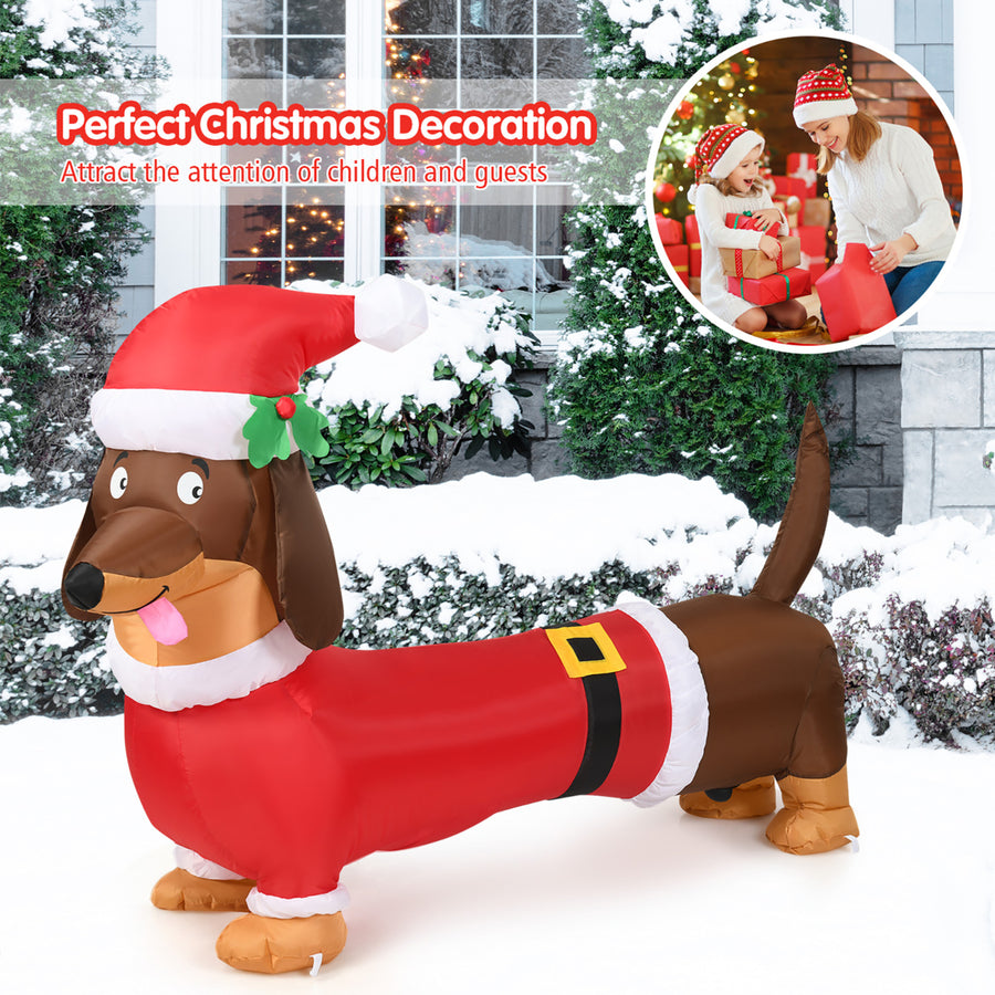 5 FT Inflatable Christmas Dog w/ LED Lights Blow Up Outdoor Yard Lawn Decoration Image 1