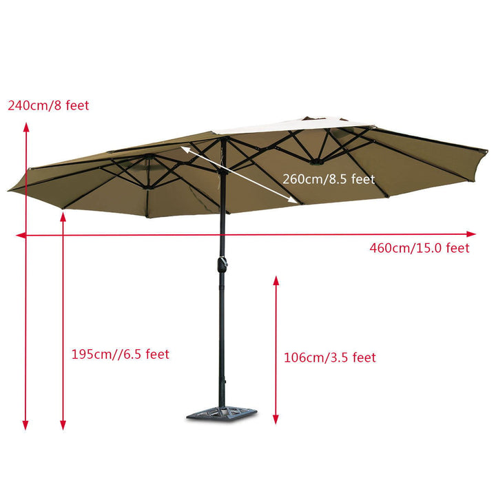 Patio Outdoor 15 Umbrella Market Umbrella Double-Sided with Crank Image 4