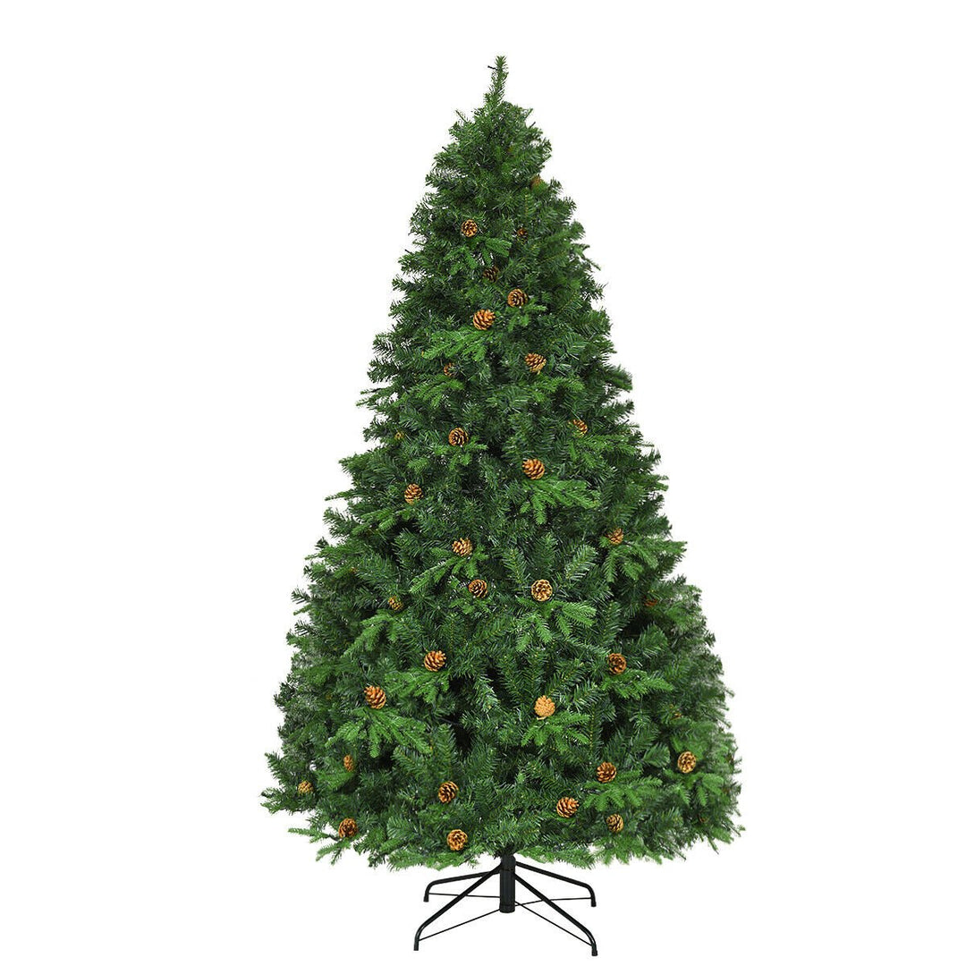 Pre-Lit 7 Artificial Christmas Tree Premium Spruce Hinged 460 LED Lights Pine Cones Image 9