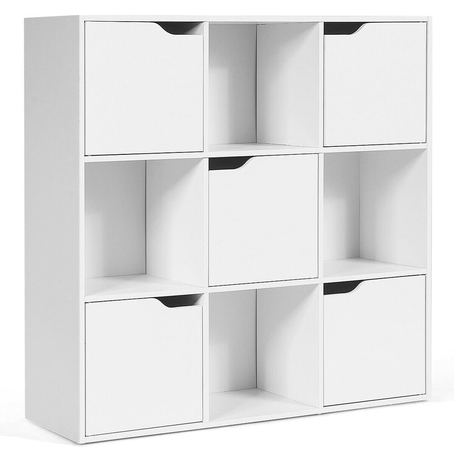 9 Cube Bookcase Cabinet Wood Bookcase Storage Shelves Room Divider Organization Image 1