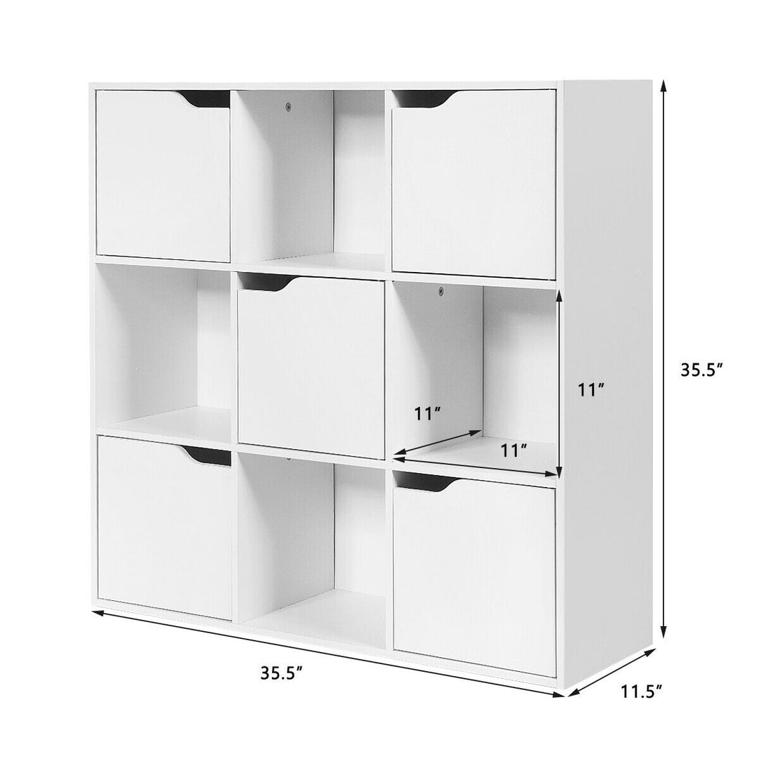 9 Cube Bookcase Cabinet Wood Bookcase Storage Shelves Room Divider Organization Image 2