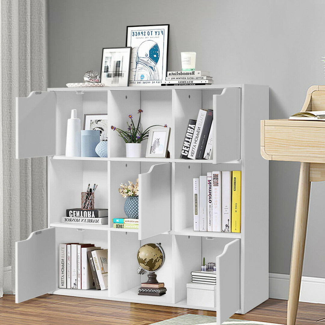 9 Cube Bookcase Cabinet Wood Bookcase Storage Shelves Room Divider Organization Image 5