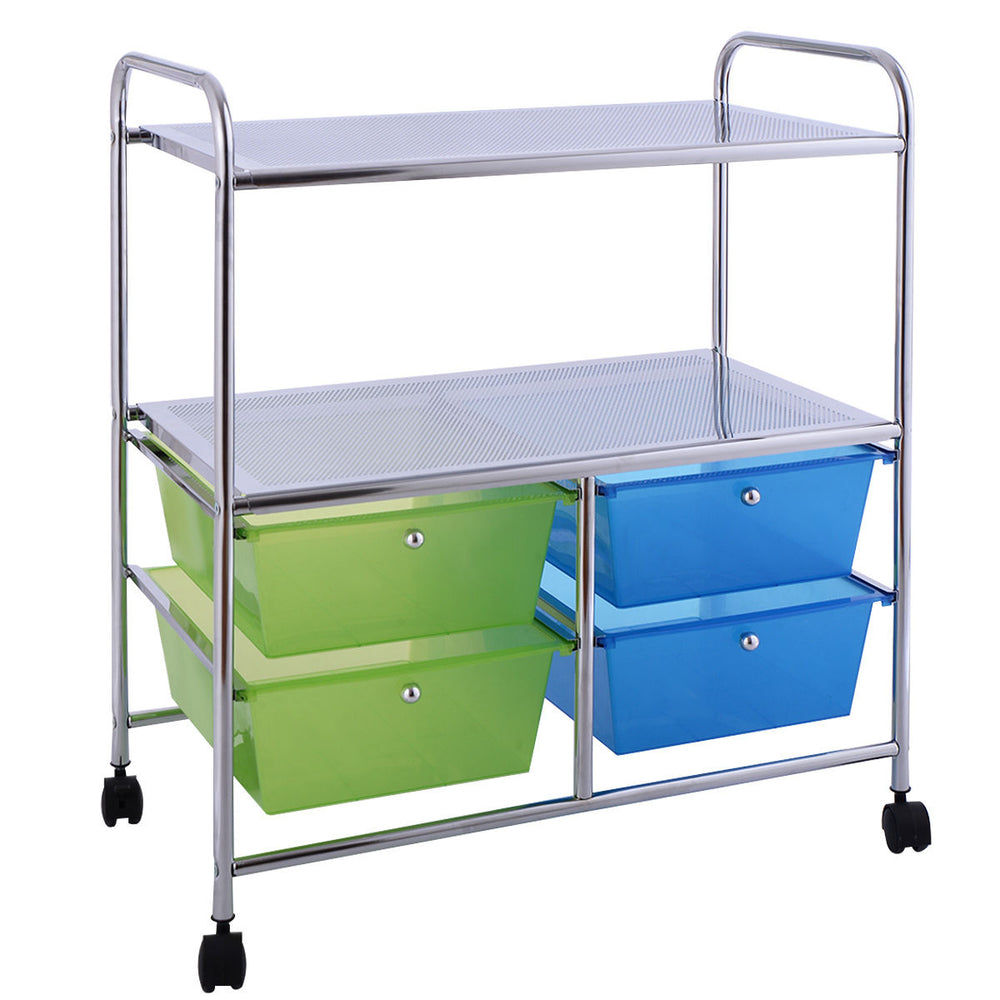 Rolling Storage Cart Metal Rack Shelf 4 Drawers Home Office Furniture Image 2