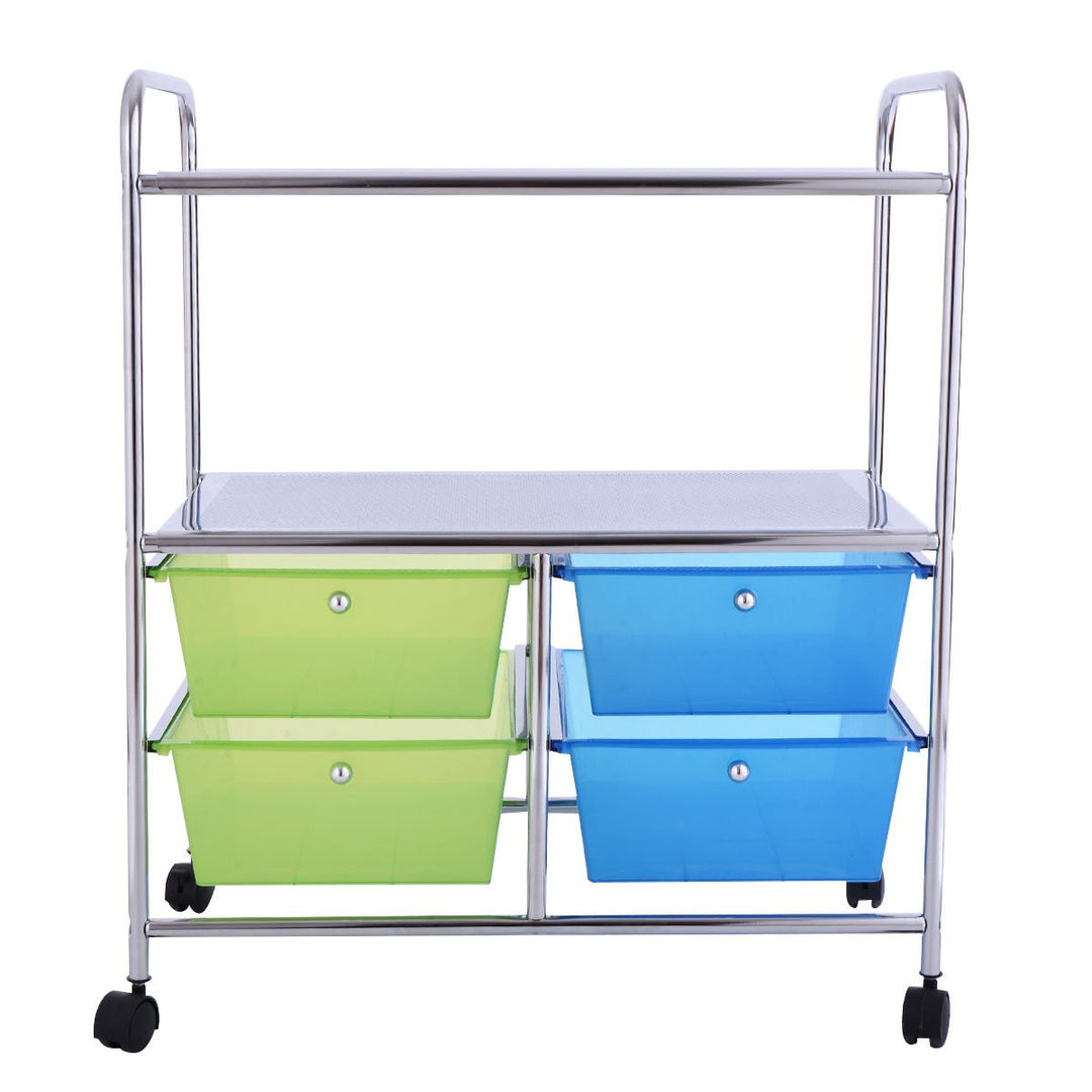 Rolling Storage Cart Metal Rack Shelf 4 Drawers Home Office Furniture Image 4