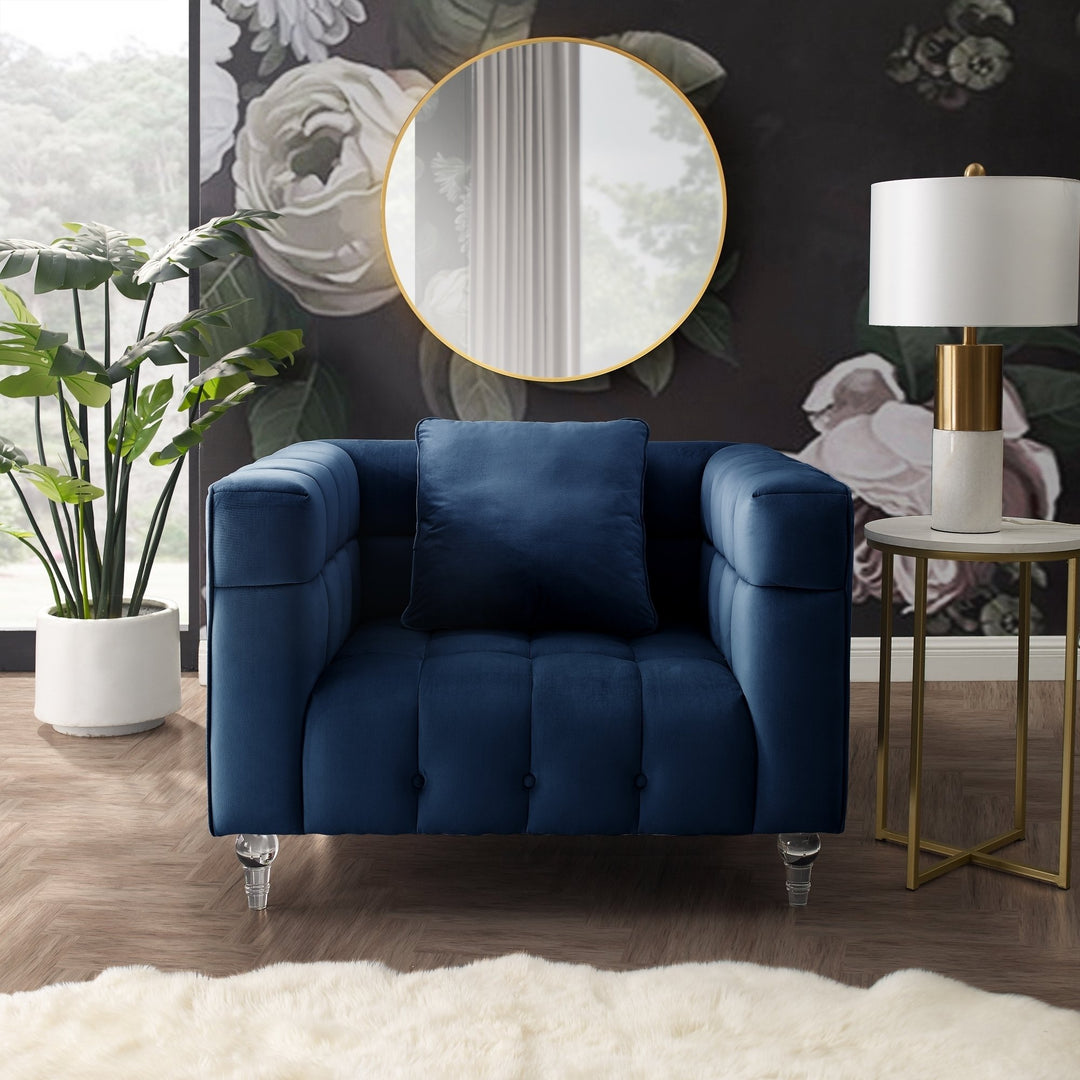 Lyla Club Chair-Biscuit Tufted-Lucite Leg-Sinuous Springs Image 6
