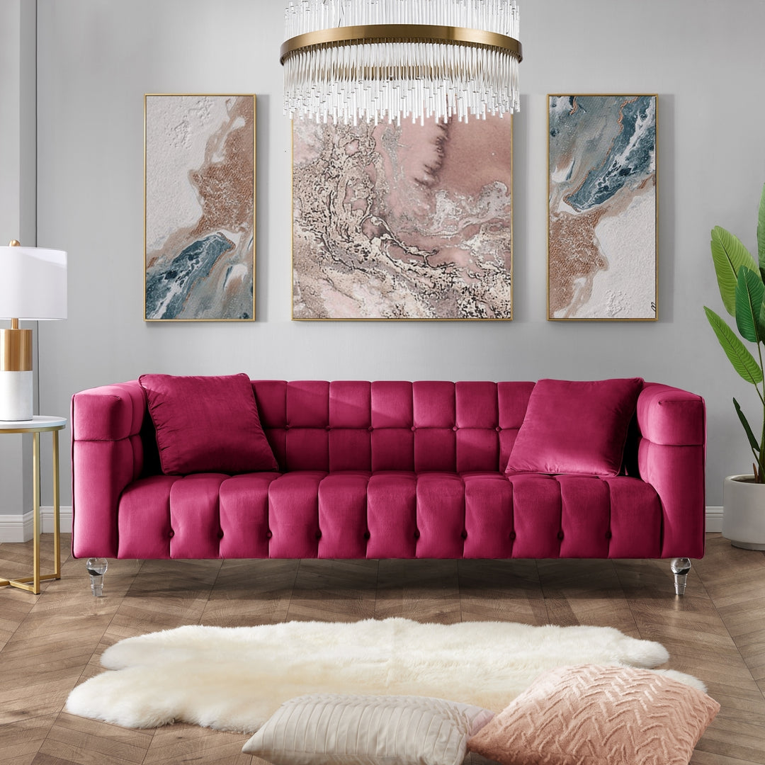 Lyla Sofa-Biscuit Tufted-Lucite Leg-Sinuous Springs Image 8