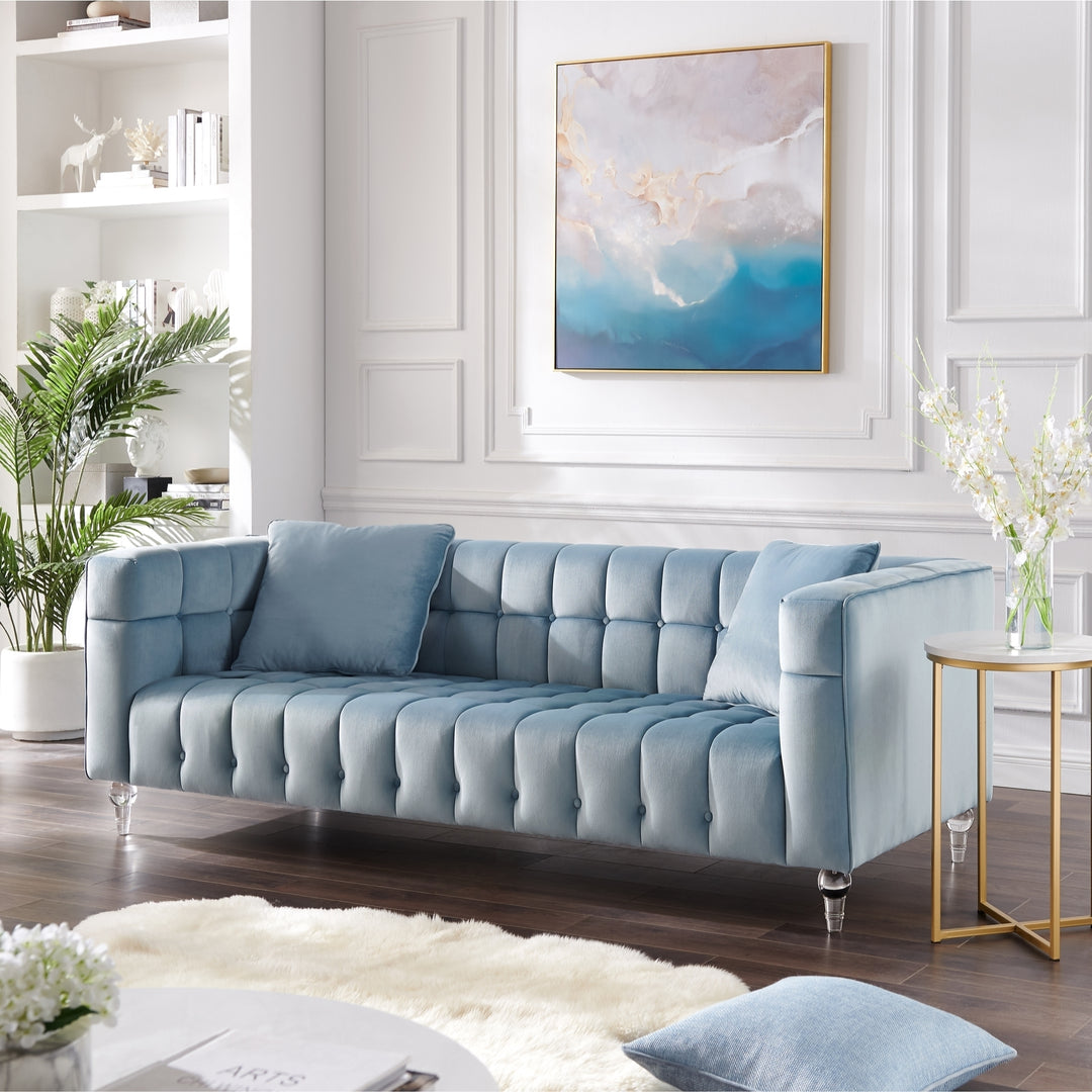 Lyla Sofa-Biscuit Tufted-Lucite Leg-Sinuous Springs Image 1