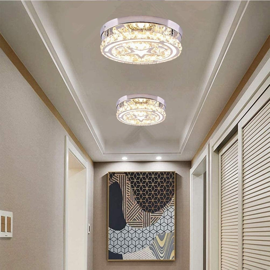 Crystal Chandelier Lighting, Round Star Flush Mount Ceiling Light Bedroom, Hallway, Bar, Kitchen, Bathroom 1PC Image 1