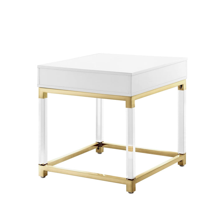 Jerome End Table Modern High Gloss Acrylic Legs Metal Frame 24x24 Inches Image 9