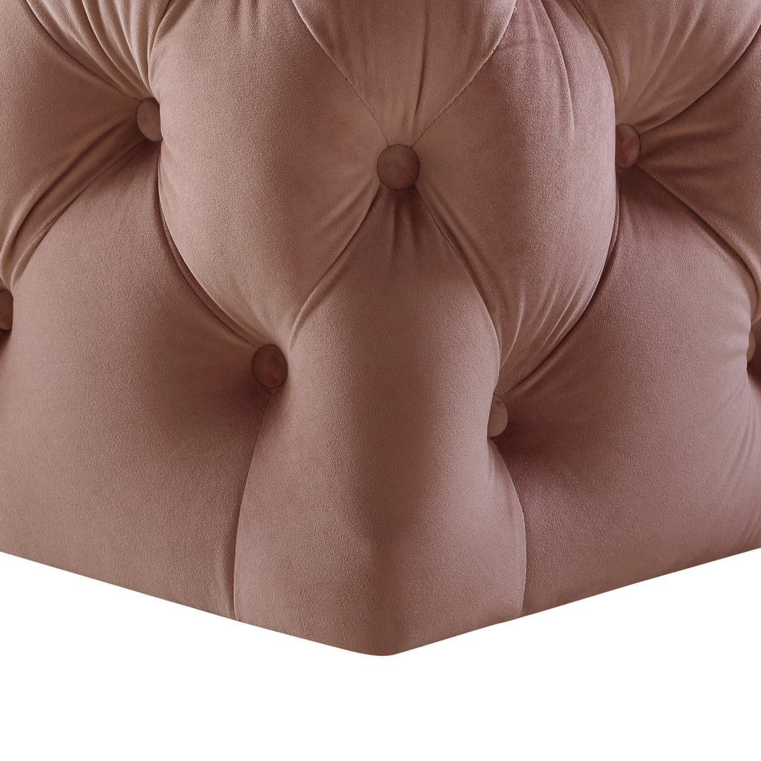 Mauricio Velvet or Linen Cocktail Ottoman-Allover Tufted-Square-Castered Legs-By Inspired Home Image 7