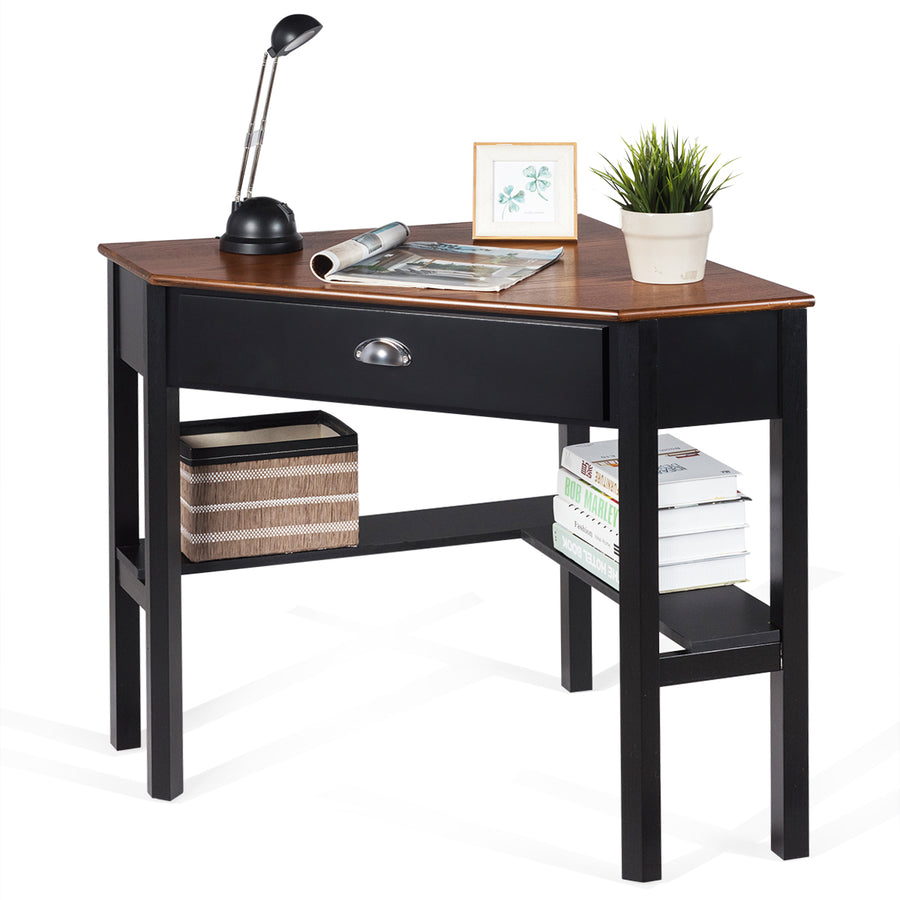 Costway Corner Computer Desk Laptop Writing Table Wood Workstation Home Office Furniture Coffee Image 1