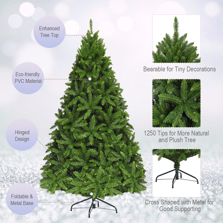 6ft Artificial Christmas Fir Tree w/ 1250 Premium Hinged Branch Tips Image 10