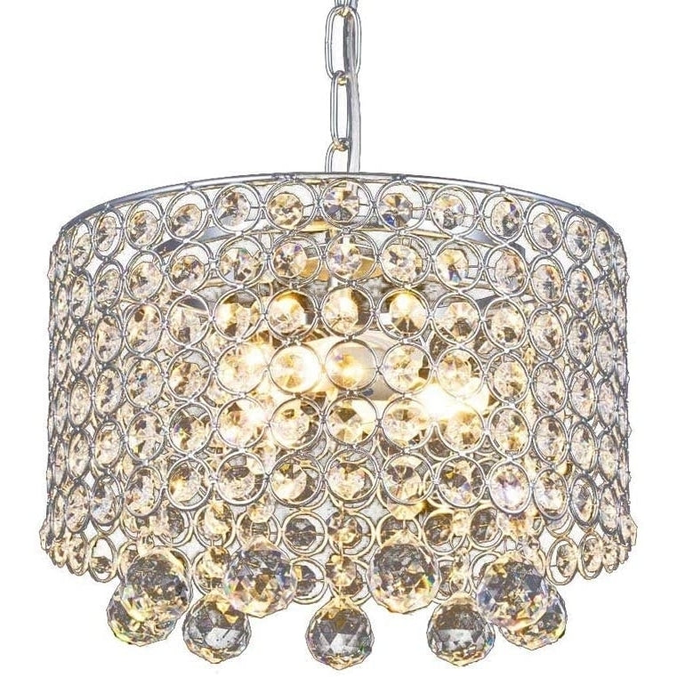 Modern Crystal Chandelier, 3-Light Flush Mount Ceiling Light Fixture Image 1