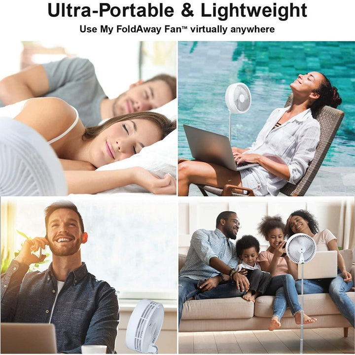 Bell+Howell My Foldaway Fan Rechargeable Fan Ultra Lightweight Portable Compact Extendable to 4 Feet High with 3 Speed Image 2