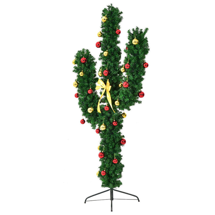 Pre-Lit Cactus Christmas Tree 7Ft LED Lights Ball Ornaments Image 9