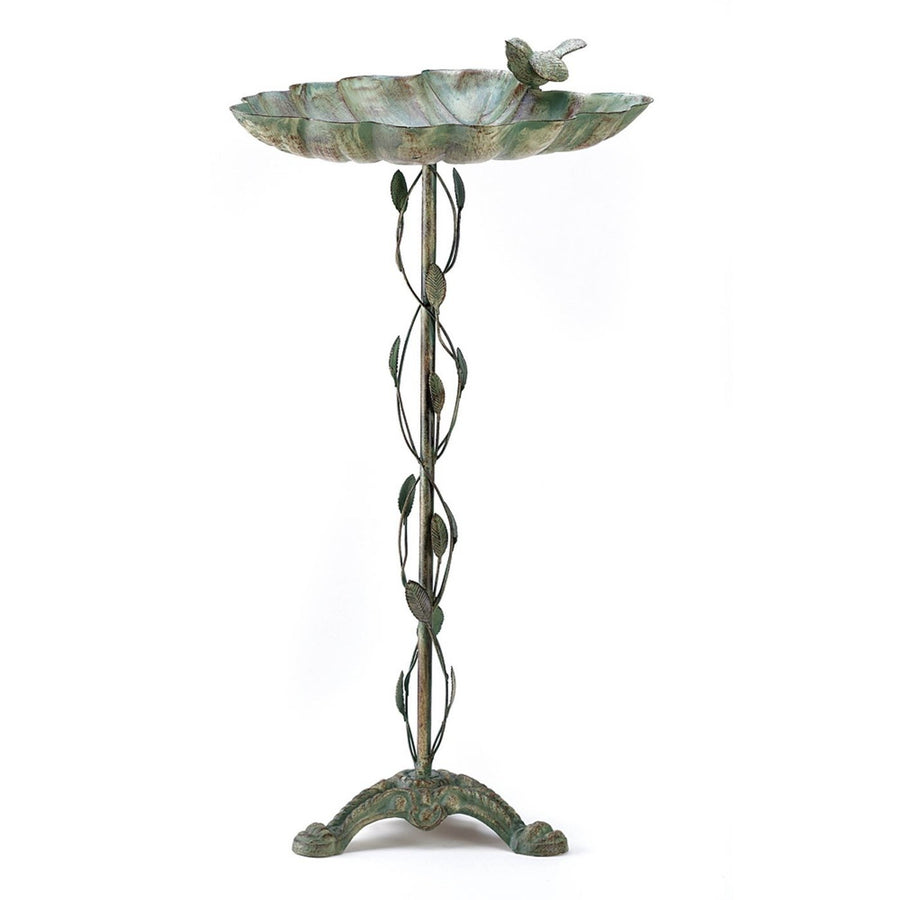 VERDIGRIS LEAF BIRDBATH Image 1