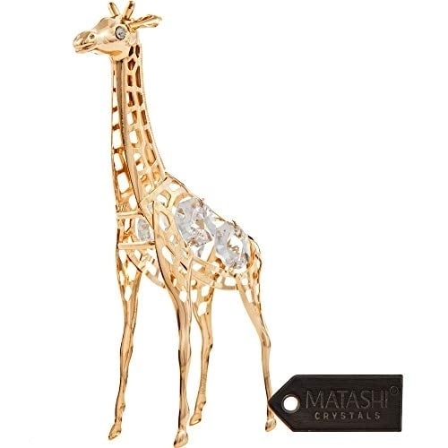 Matashi 24K Gold Plated Crystal Studded Giraffe Ornament Tabletop Showpiece for Living Room Gift for Christmas Mothers Image 1