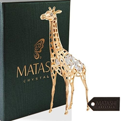 Matashi 24K Gold Plated Crystal Studded Giraffe Ornament Tabletop Showpiece for Living Room Gift for Christmas Mothers Image 2