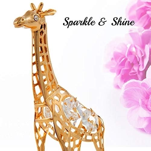 Matashi 24K Gold Plated Crystal Studded Giraffe Ornament Tabletop Showpiece for Living Room Gift for Christmas Mothers Image 3