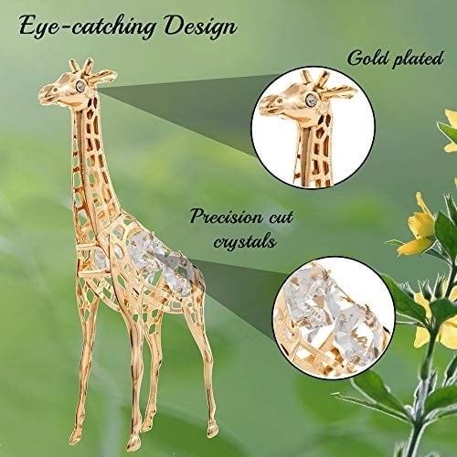 Matashi 24K Gold Plated Crystal Studded Giraffe Ornament Tabletop Showpiece for Living Room Gift for Christmas Mothers Image 4