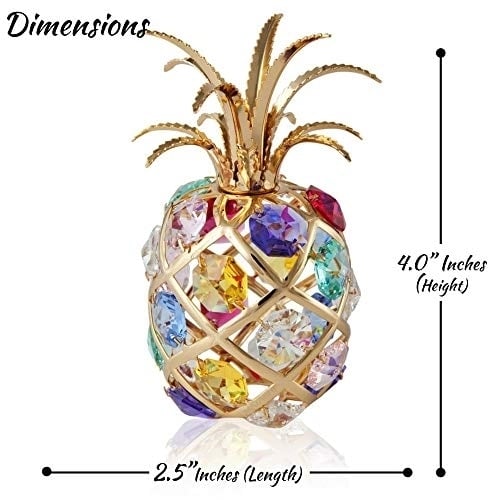 Matashi 24K Gold Plated Pineapple Ornament with Crystals Table Top Showpiece for Living Room Gift for Christmas Mothers Image 3