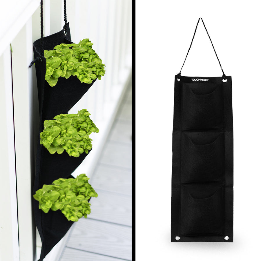 3 Pocket Vertical Hanging Eco-Friendly Fabric Garden Grow Planter Bag[ 1, 2 or 4 pack] Image 1