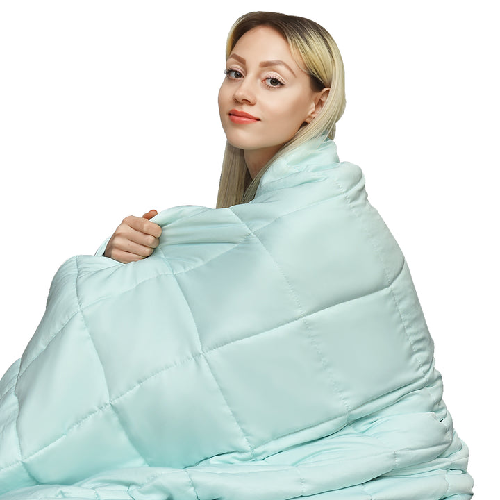 7-20 lbs Cooling Weighted Blanket Luxury Cooler Version Light Green Image 2