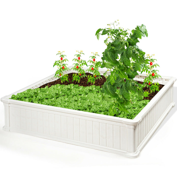 48.5 Raised Garden Bed Square Plant Box Planter Flower Vegetable Brown/White Image 5