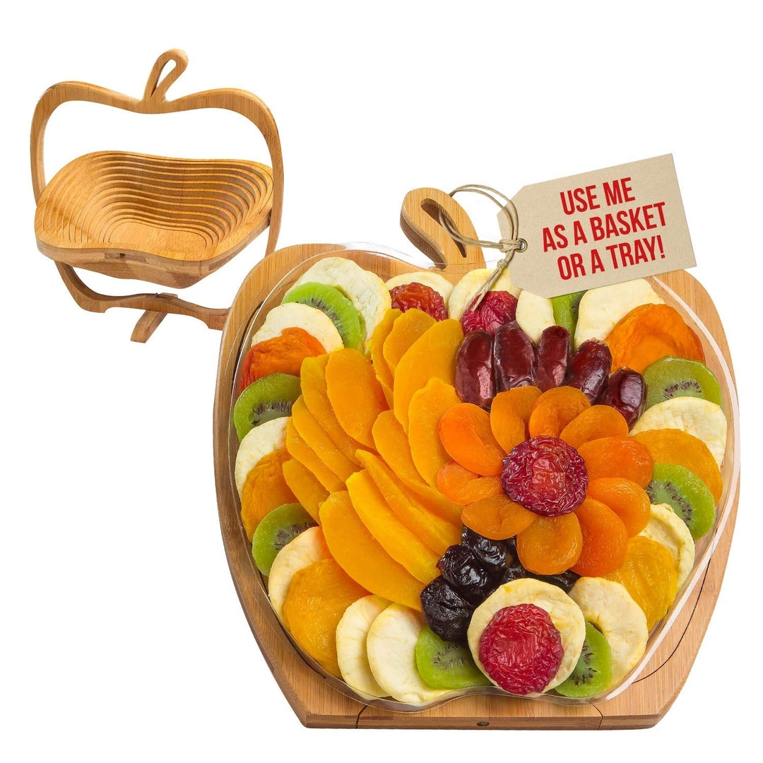 Dried Fruit Gift Basket Tray Turns into Basket, Healthy Gourmet Snack Box, Holiday Food Tray Image 1