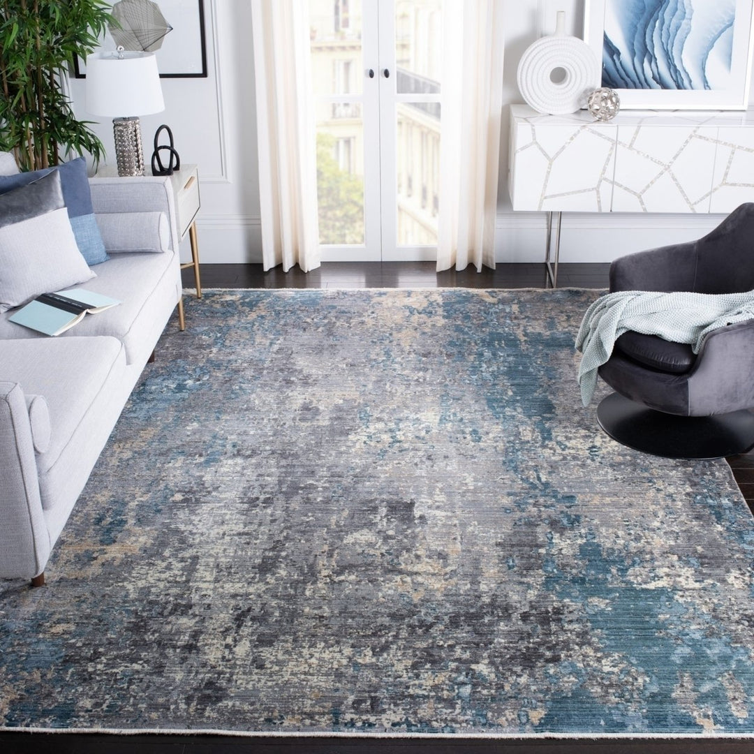 SAFAVIEH Eclipse Collection ECL128G Grey / Blue Rug Image 6