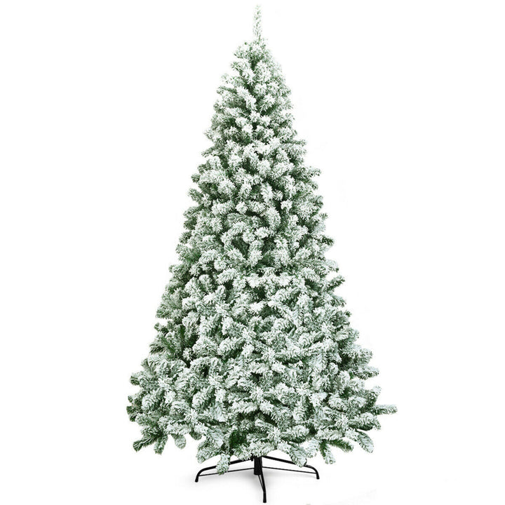 7.5ft Snow Flocked Christmas Tree Hinged Artificial Pine Tree w/ Metal Stand Image 6