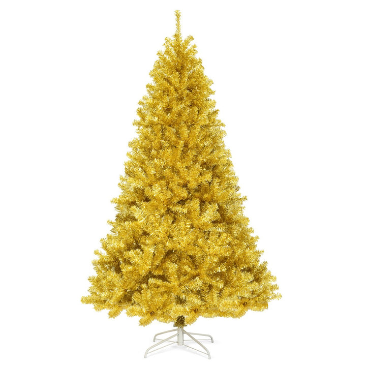 7.5FT Tinsel Christmas Tree Artificial Hinged w/ Metal Stand Champagne Gold Image 5