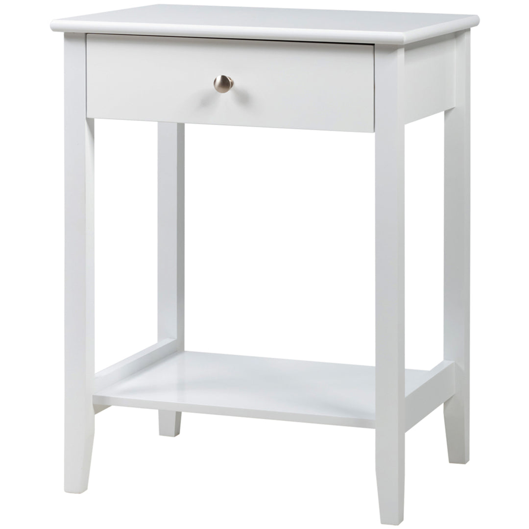 2PCS Nightstand Sofa Side End Table Bedroom Living Room w/ Shelf Drawer White Image 5