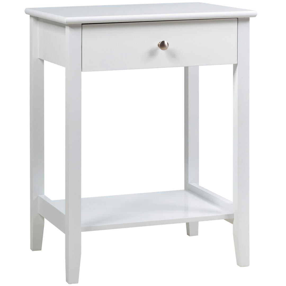 2PCS Nightstand Sofa Side End Table Bedroom Living Room w/ Shelf Drawer White Image 6