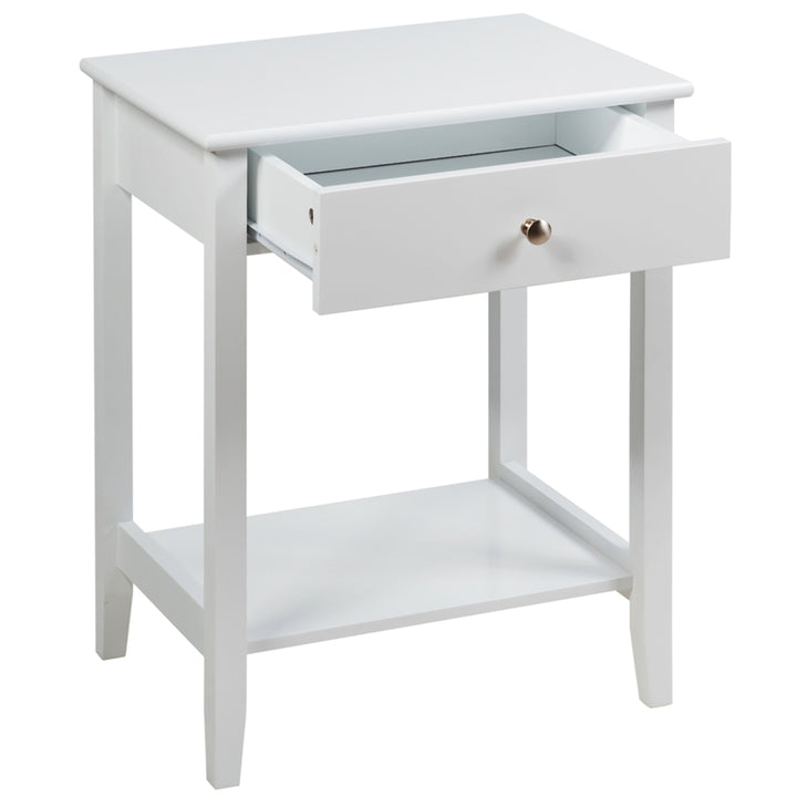 2PCS Nightstand Sofa Side End Table Bedroom Living Room w/ Shelf Drawer White Image 7