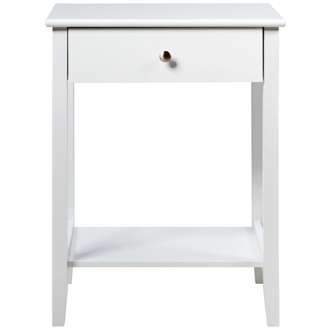 2PCS Nightstand Sofa Side End Table Bedroom Living Room w/ Shelf Drawer White Image 8