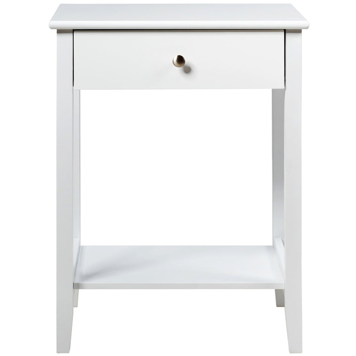 2PCS Nightstand Sofa Side End Table Bedroom Living Room w/ Shelf Drawer White Image 8